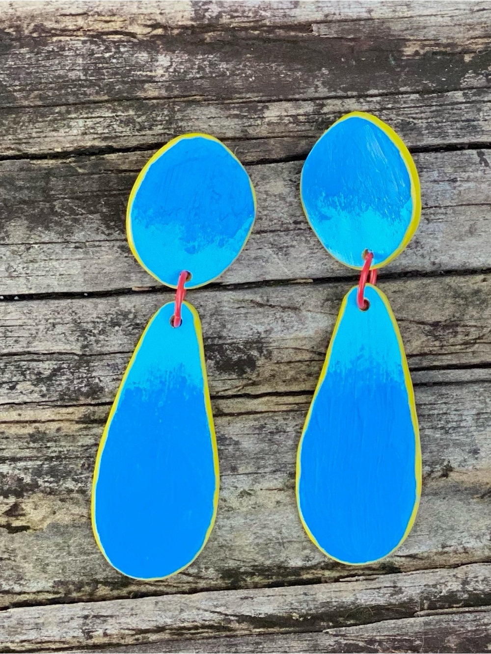 Handmade  Blue & Yellow Drop Earrings -